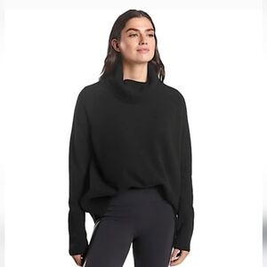 Athleta Aspen Wool & Cashmere Blend Turtleneck Sweater Black Long Sleeve Cozy SM